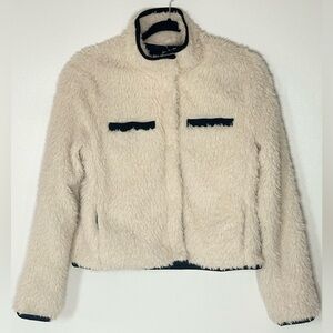 Thread & Supply Cream Teddy Jacket with Black Accents